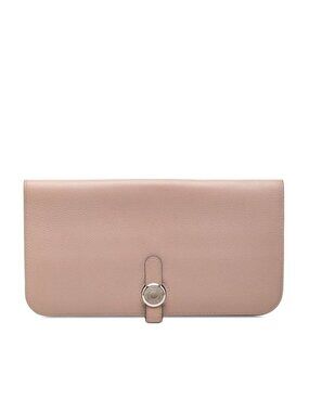 Hermes Dogon Wallet Pink Silver Color